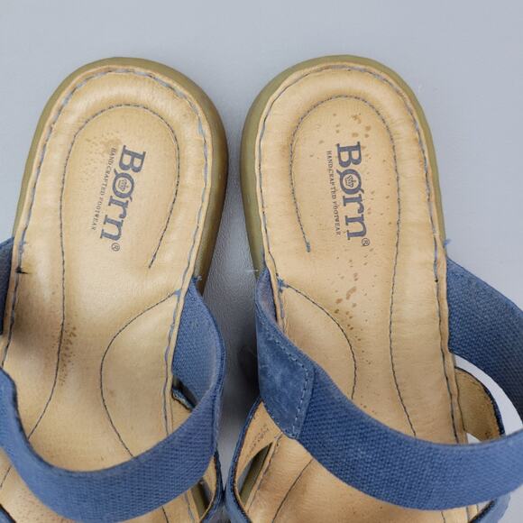 Born Nevis Thong Comfort Sandals Full Grain Blue Leather Slide Women’s Size 10 - Picture 7 of 11